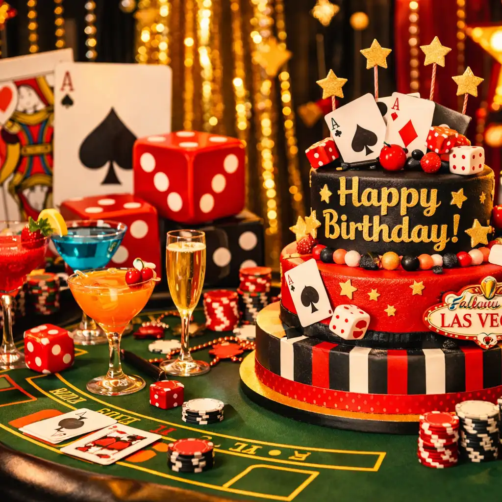 Przyjęcie urodzinowe w stylu Las Vegas ze stołem do blackjacka