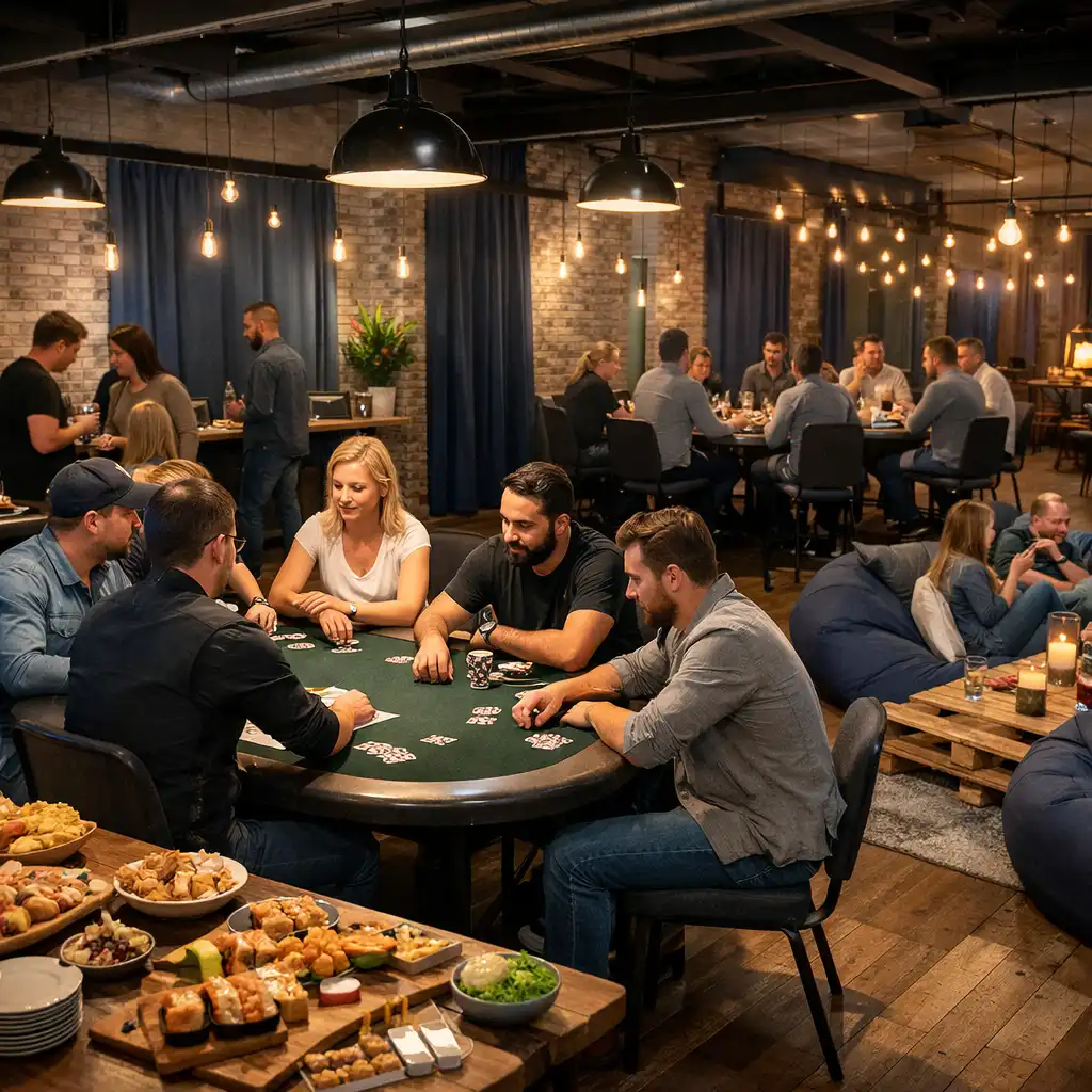 Event integracyjny w nowoczesnym lofcie z turniejem pokerowym
